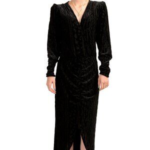 Hugo Boss Women's "C_Efilo" Black V-Neck Long Sleeve A-Line Dress US S IT 40